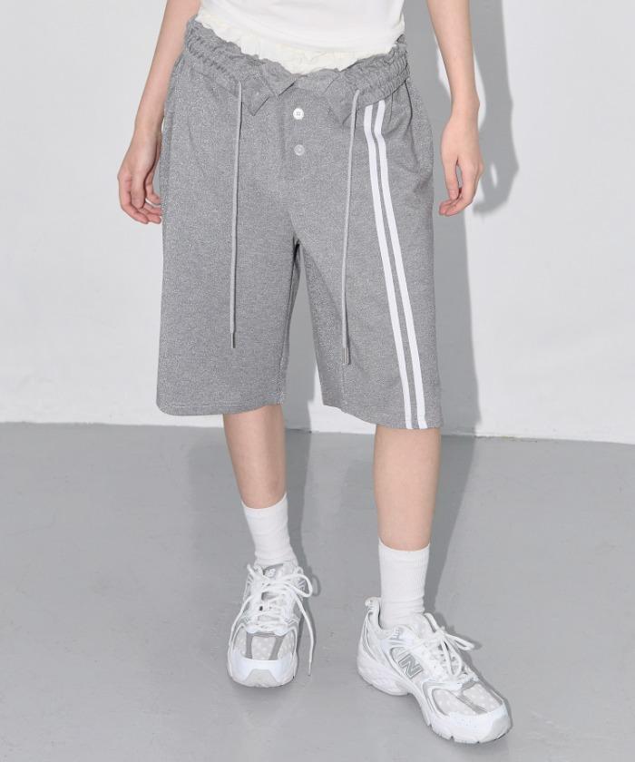 BUTTON-UP BERMUDA SWEATPANTS (GRAY) F25QD817