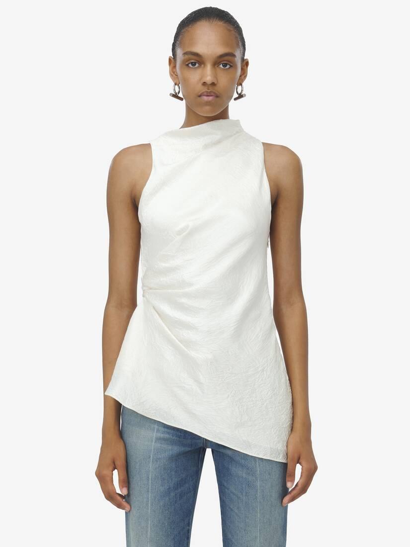 스매시드 새틴 비대칭 탑