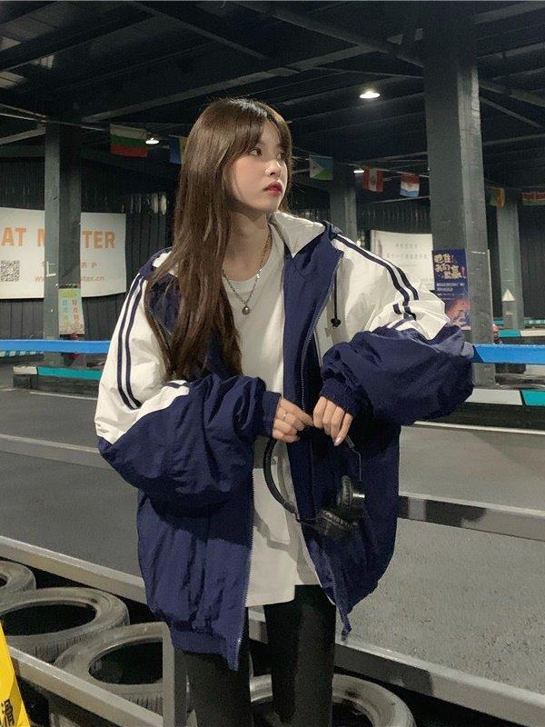 커플룩 가능 라티 트레이닝 루즈핏 바람막이 후드 점퍼 자켓