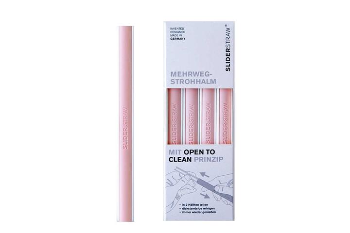 세척솔이 필요 없는 다회용 리유저블 빨대 핑크 4개입 (숏 버전)