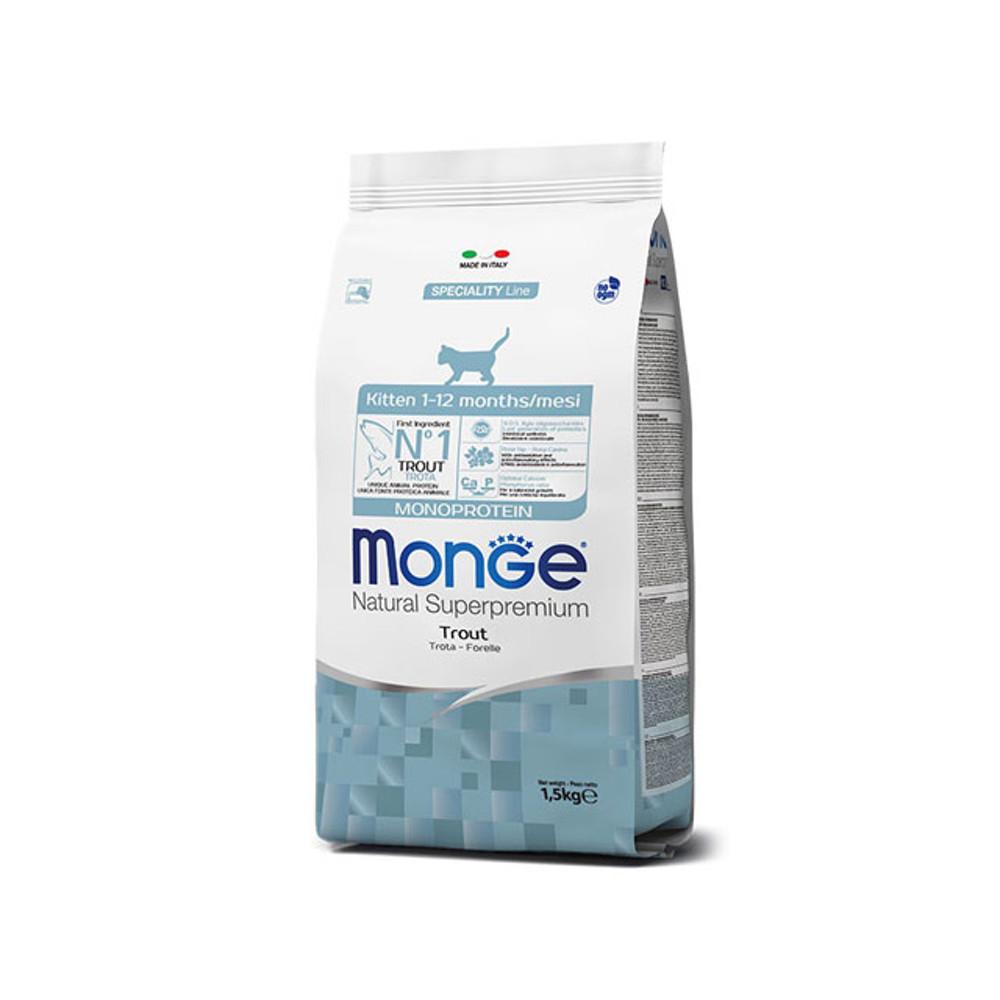 몬지 내추럴 슈퍼프리미엄 모노프로틴 키튼 송어 1.5kg / 생후 1개월에서 12개월 미만의 어린 반려묘