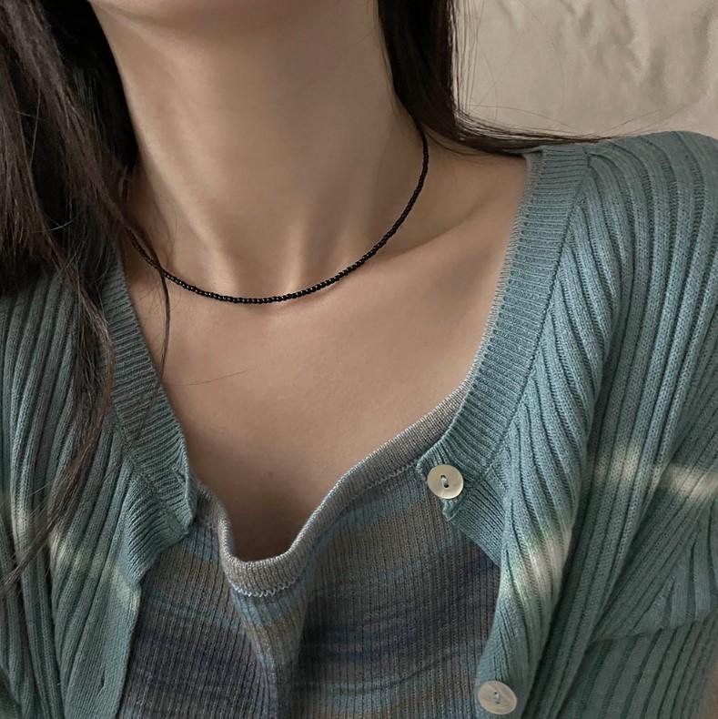 우셀 *고퀄* Queencard 블랙 미니비즈 써지컬 레이어드 초커 목걸이 (2type)