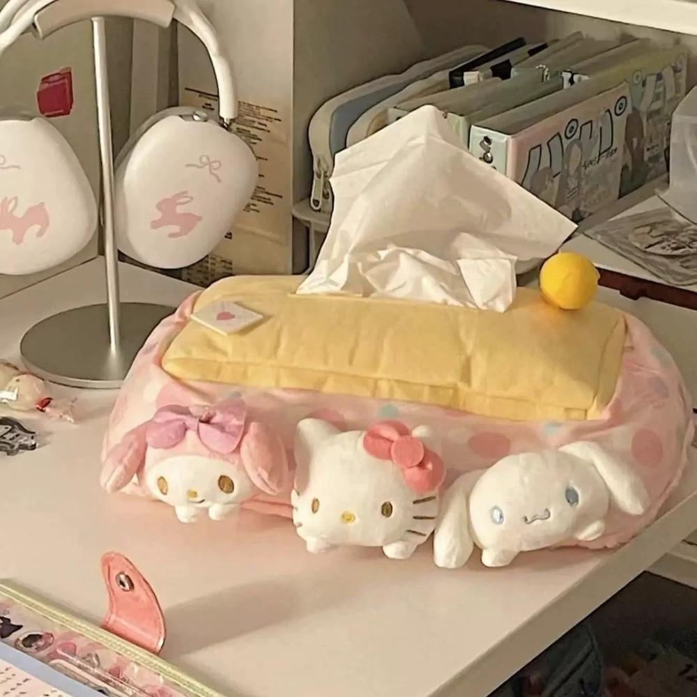 샵베흐 산리오 헬로키티고양이 휴지 화장지 박스 귀여운 데스크탑 수납 티슈 커버