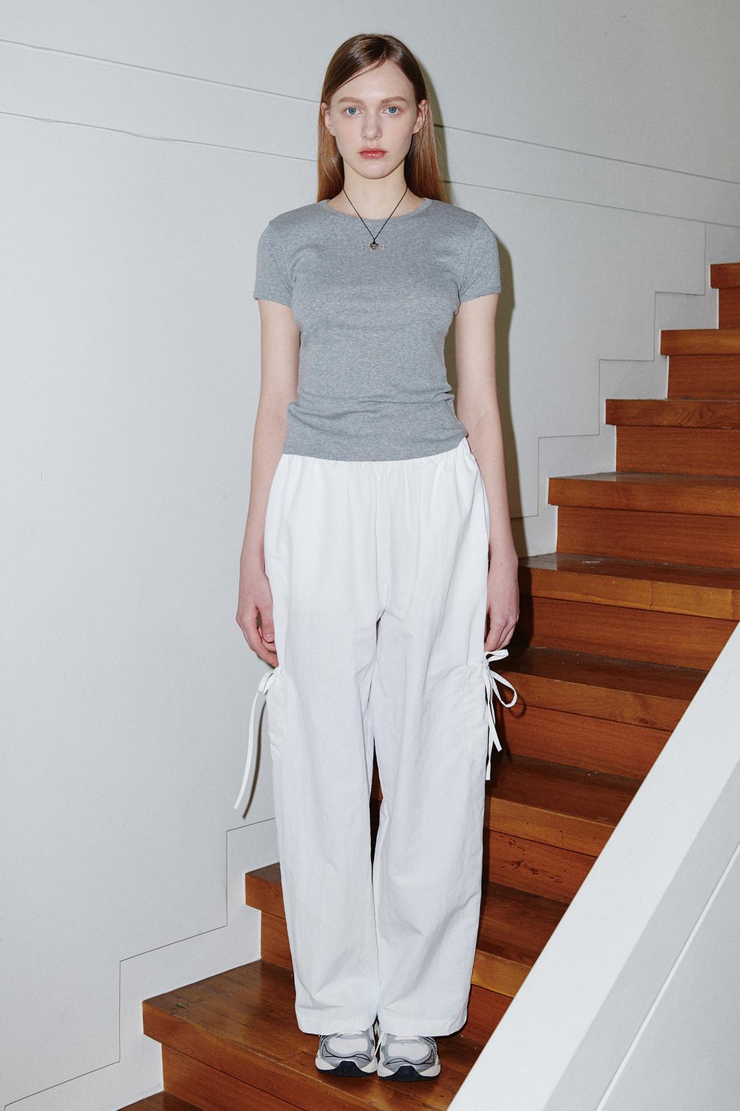Nylon Ribbon Pants WHITE