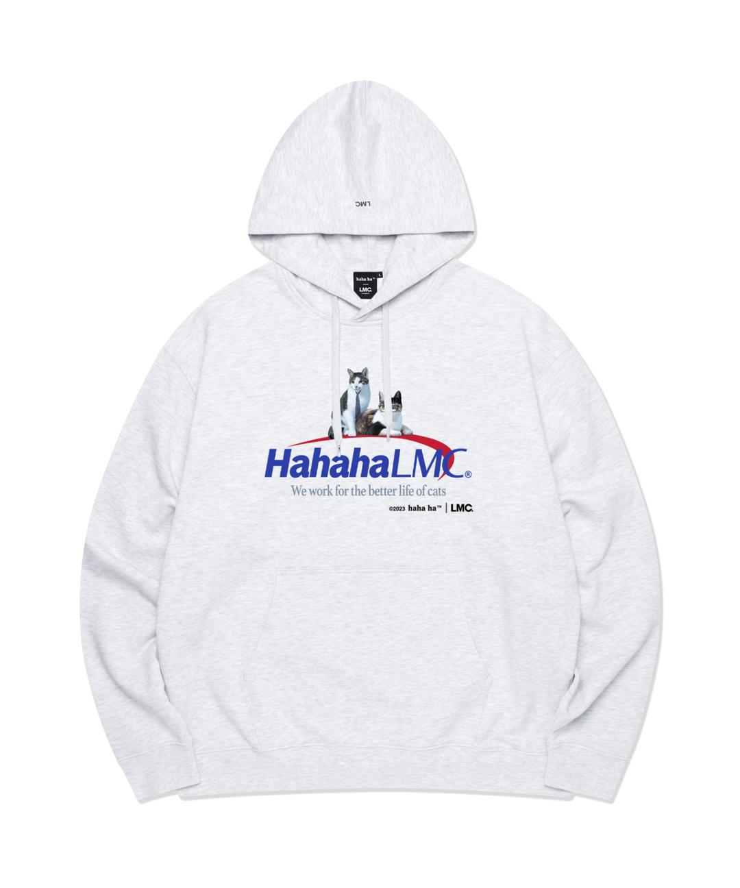 LMC X HAHA HA OFFICE CATS TEAM LEADER HOODIE light heather gray