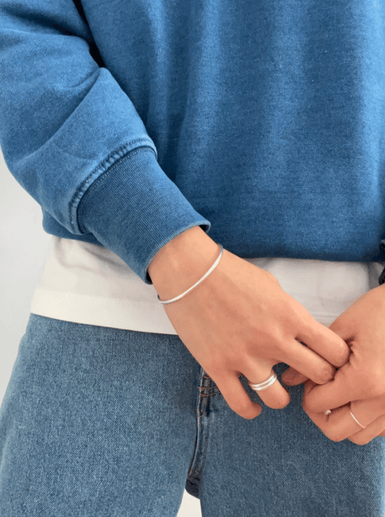 2.5mm 라운드 볼드 실버 뱅글 팔찌