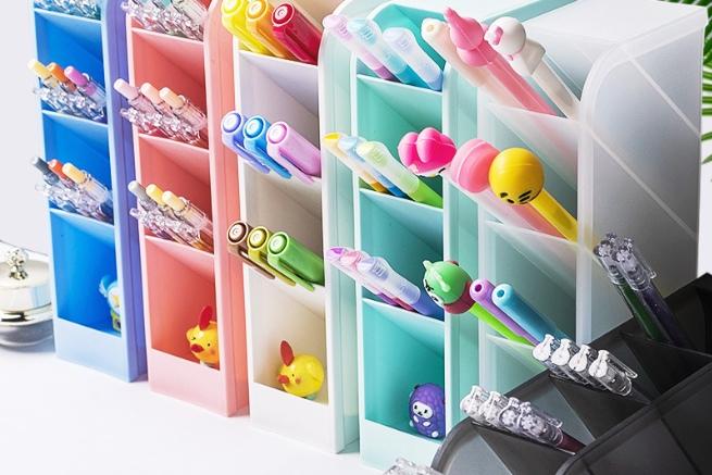 책상 사무용품 4단 원형 연필 볼 펜 브러쉬 꽂이 다용도 데스크 정리함 필기구 수납 정리