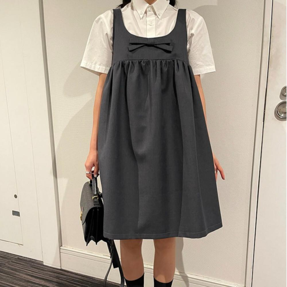 PFF GIRL 리본 벌룬 펌킨원피스 레이어드 나시미니원피스