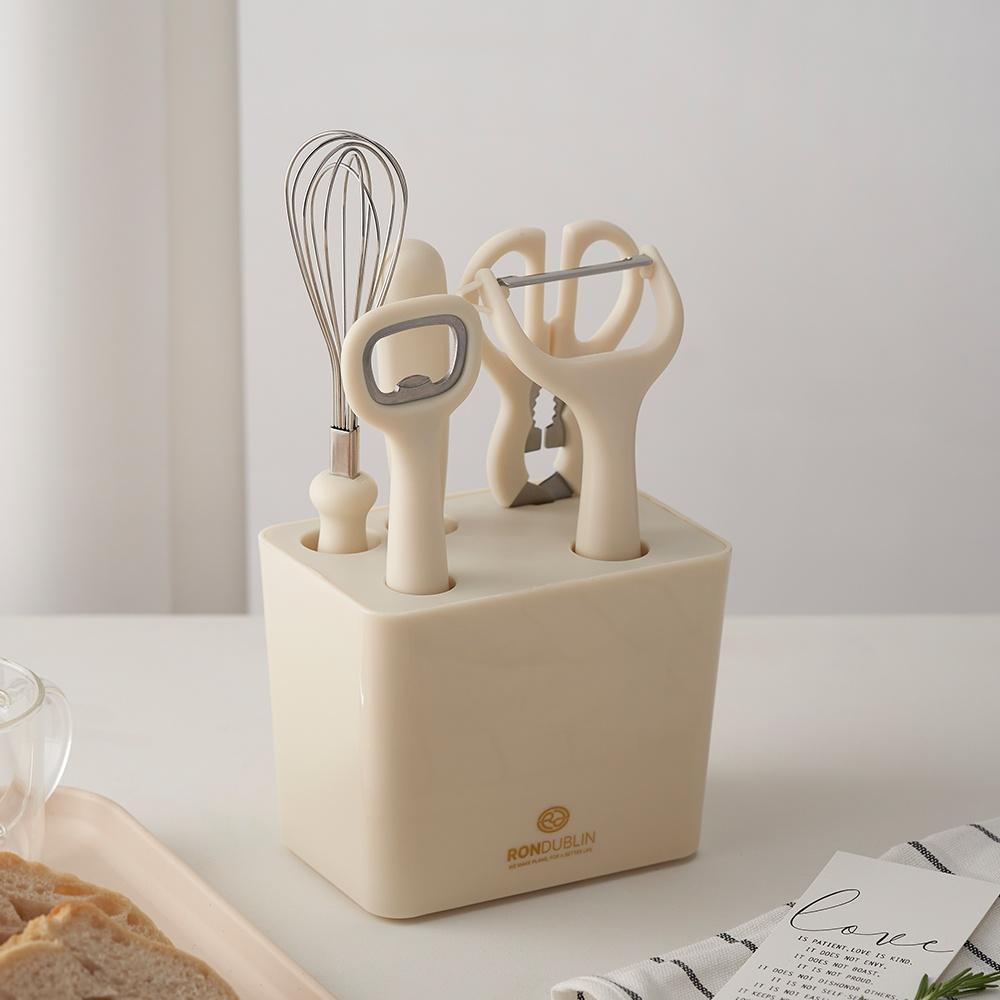 조리도구 6종세트 과도/가위/오프너/휘핑기/채칼/보관함