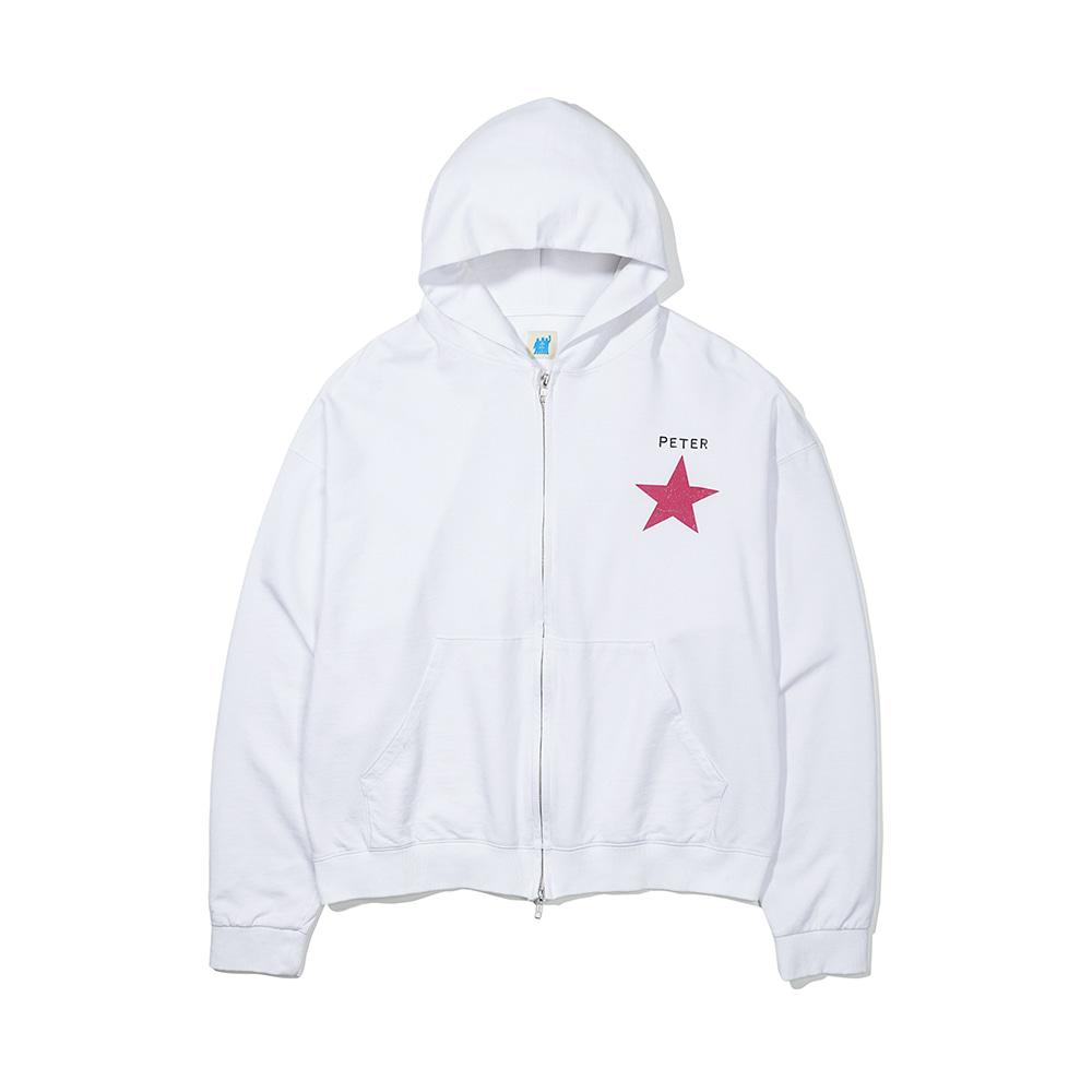 PETER STAR ZIP HOODIE - WHITE