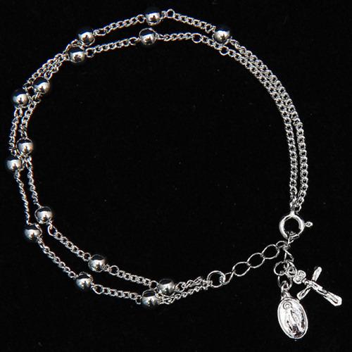은 민무늬 15알 4mm 1단 두줄 묵주팔찌 천주교 성물