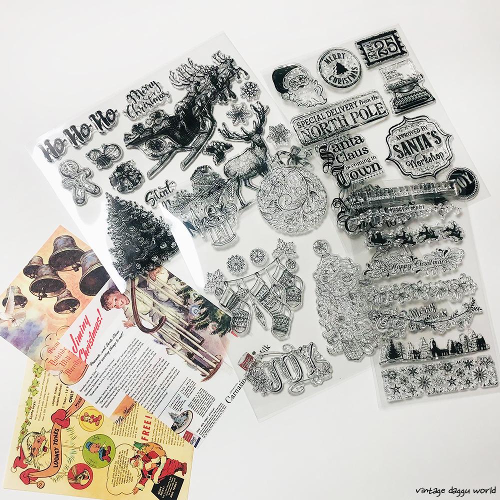 클리어스탬프 크리스마스 7종 고무 도장 다이어리 다꾸 스탬프