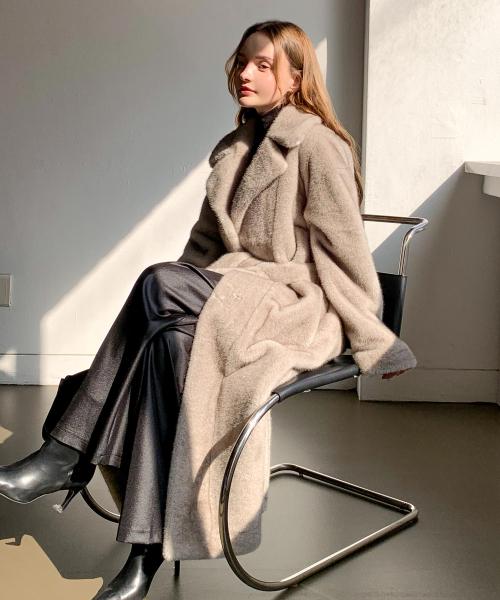 바스카라(VASCARA)  Fluffy Fake Mink Fur Long Coat (2colors) - 사이즈 & 후기 | 무신사