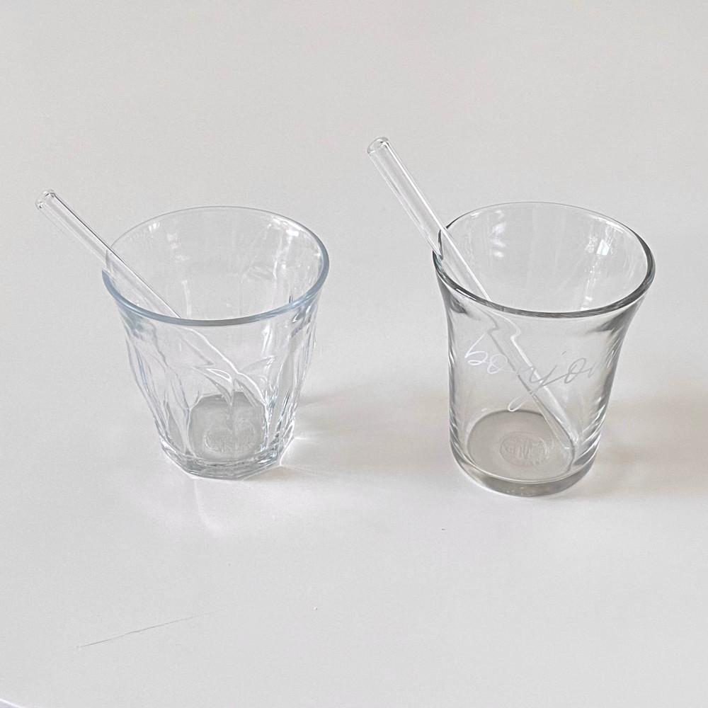 짧은 내열유리 빨대 친환경 다회용 스트로우 13cm