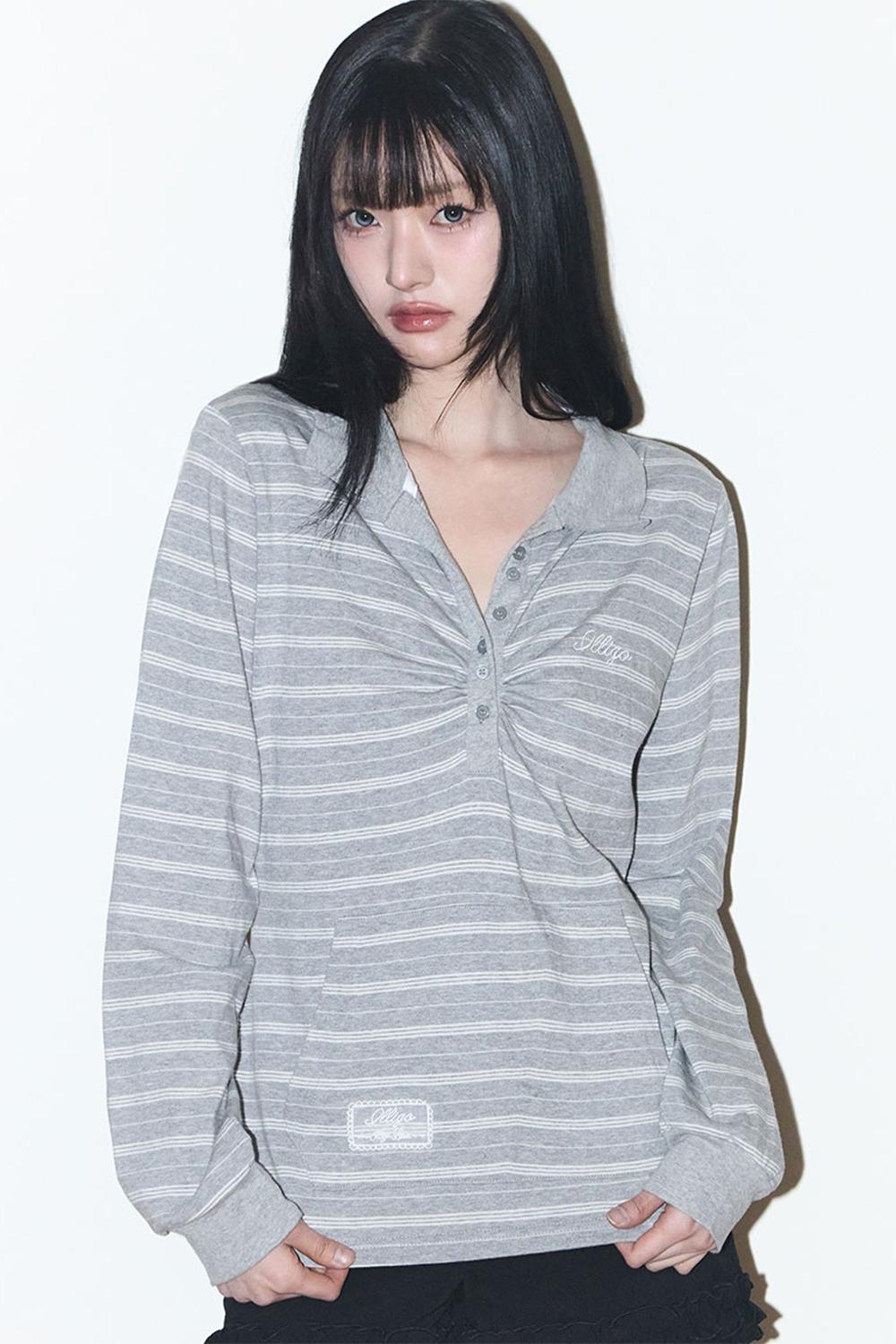 [02/13 예약발송] 오픈 카라 롱슬리브 멜란지