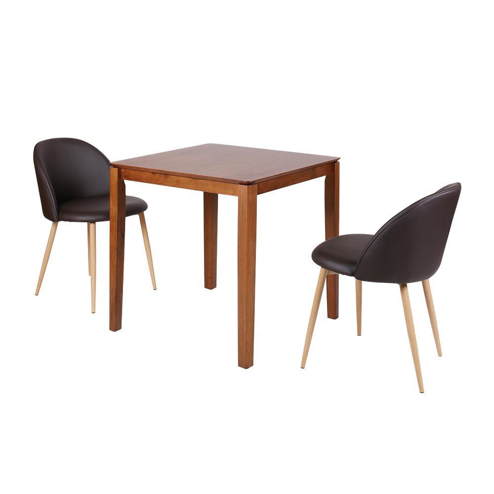 바니신디PU 원목테이블750 가죽의자 모던심플 2인식탁세트