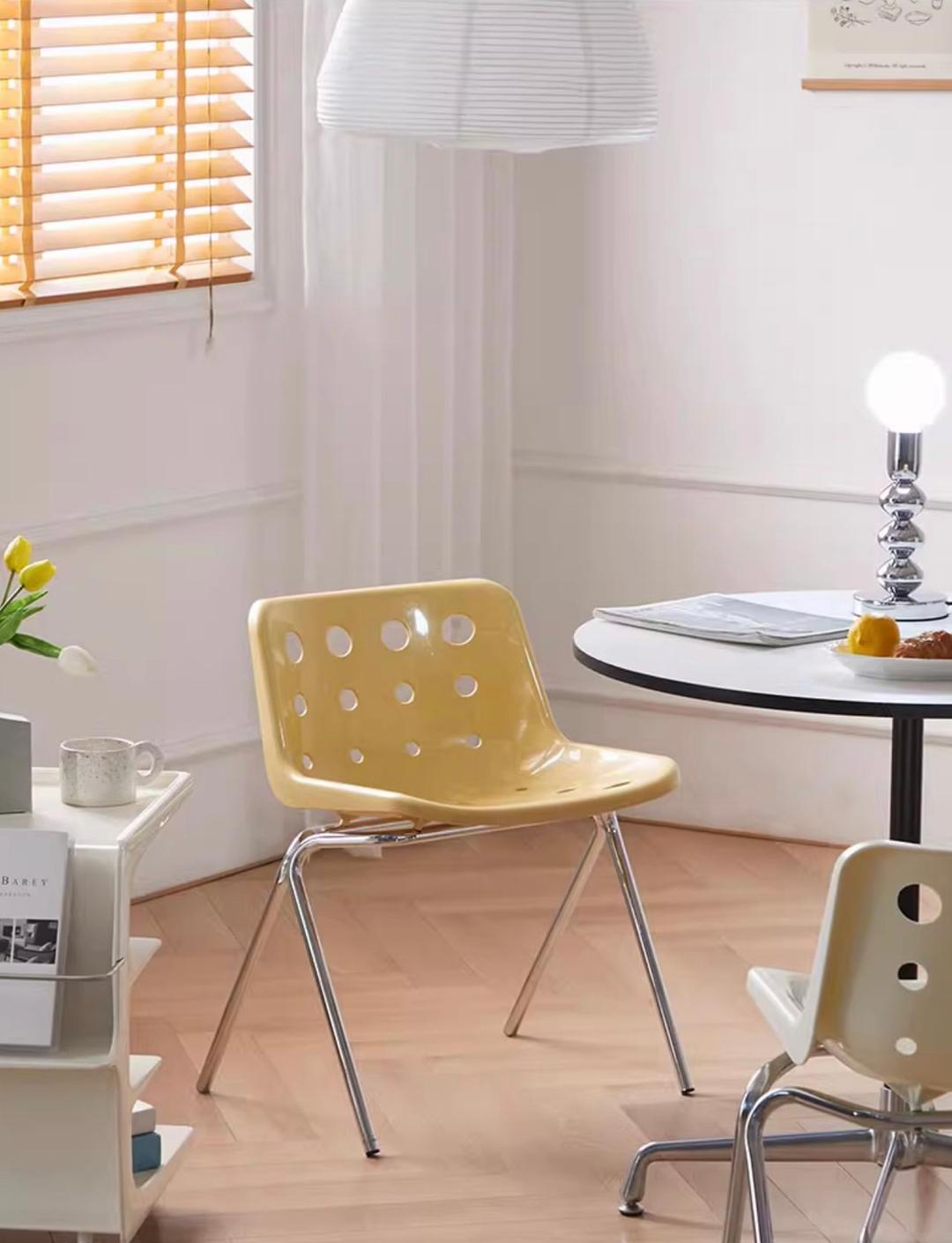 미드센츄리 옐로우 버터 크림 레트로 cheese 의자