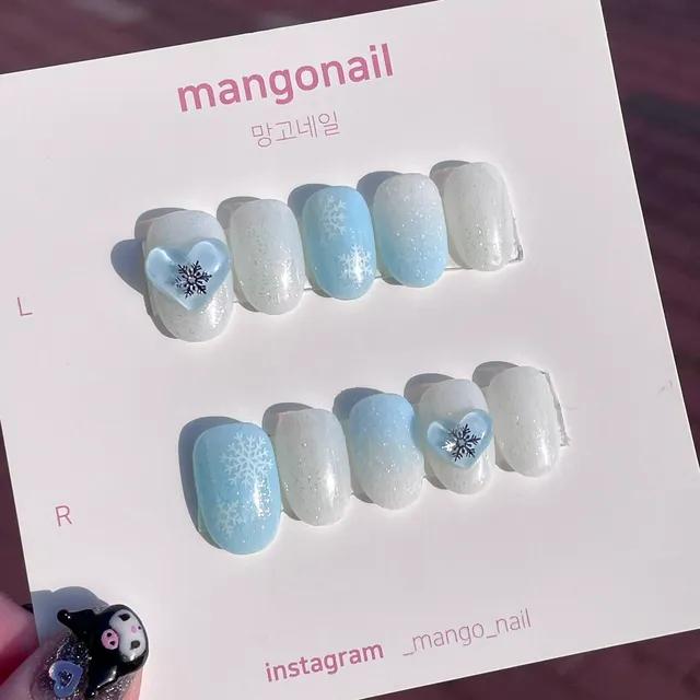 겨울 눈꽃 수제네일팁