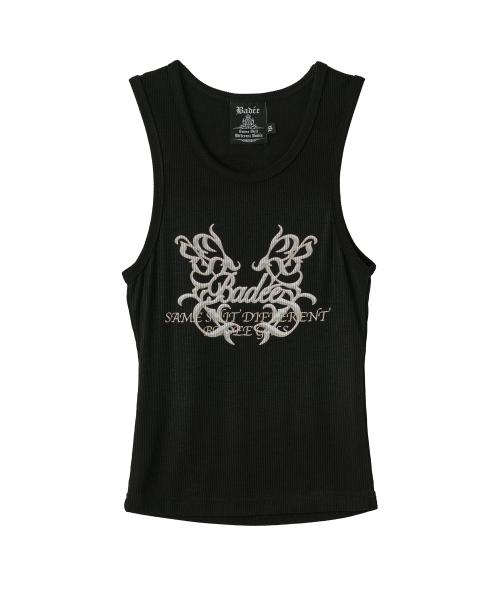 Vintage Printing Sleeveless Black