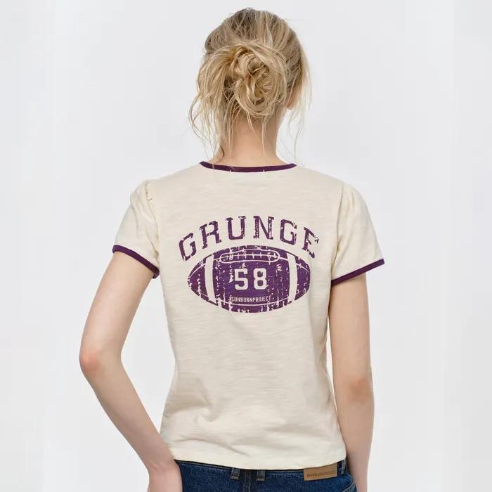 RUGBY RINGER PUFF T-SHIRT, CREAM