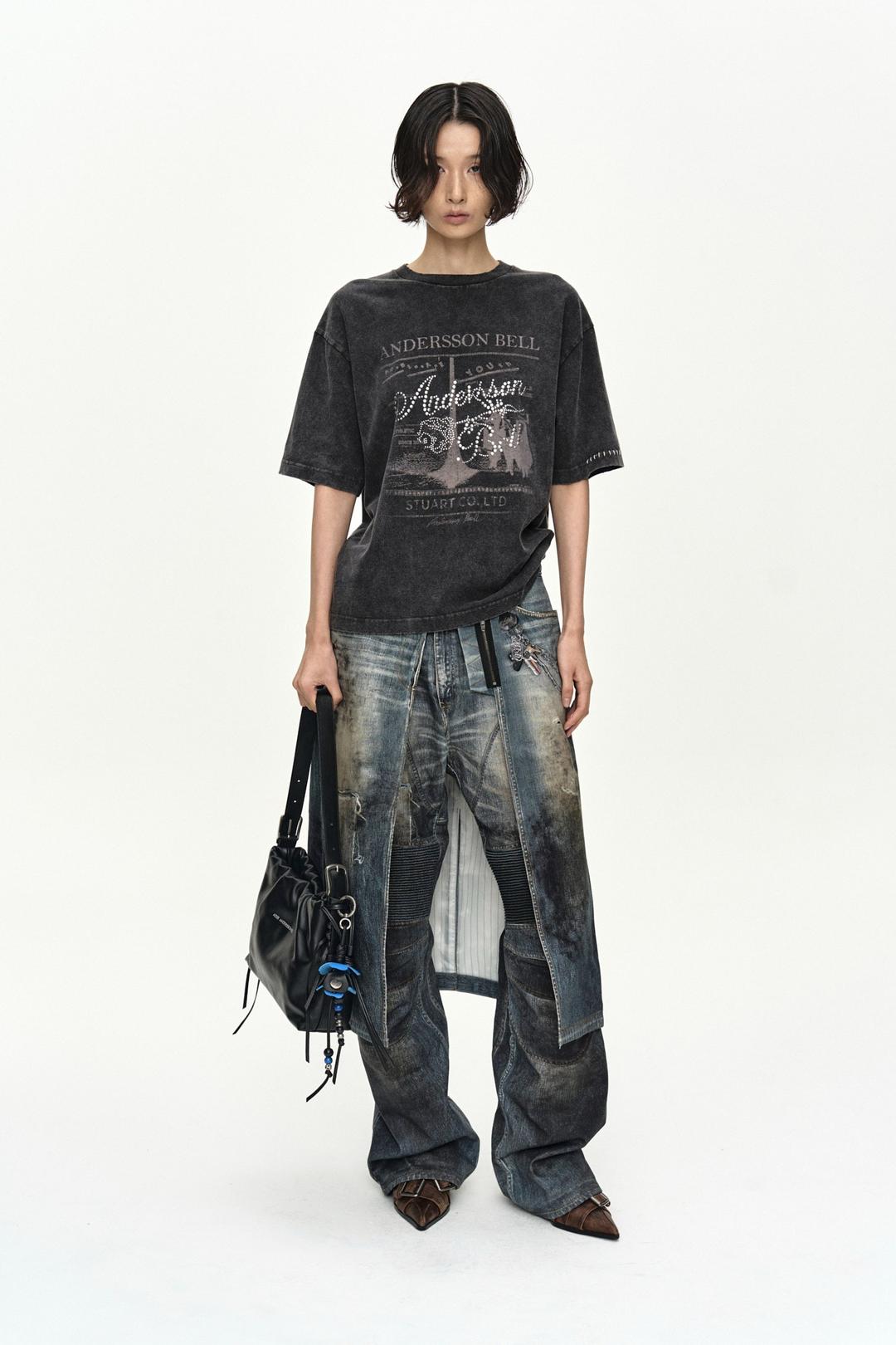 ROSIE HOT-FIX PRINTED T-SHIRT atb1509w(CHARCOAL)