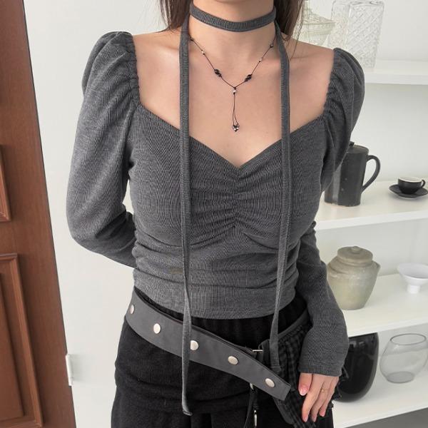 [머플러세트]코네 셔링티셔츠