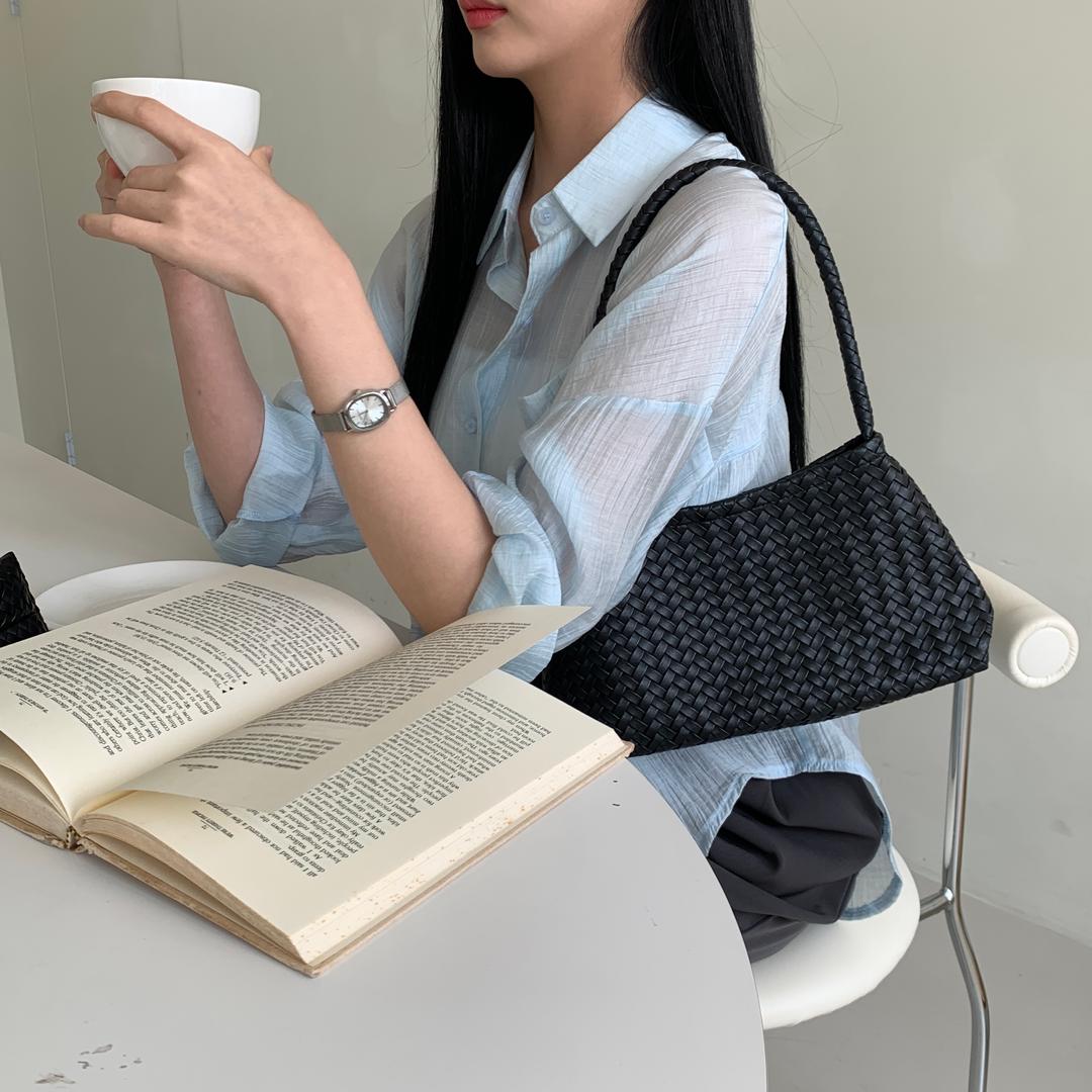 비마이뮤즈 [파우치&안경홀더SET] 퍼지스 짜임 핸들 토드백 파우치 안경 홀더 가방