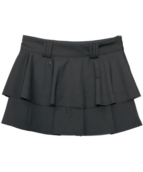 Layered Pleats Skirt (FL-242_Charcoal)