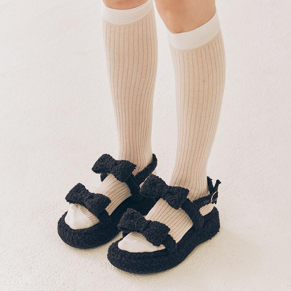 Piona Fur Ribbon Platform 피오나 퍼 리본 플랫폼 - Puddle Black