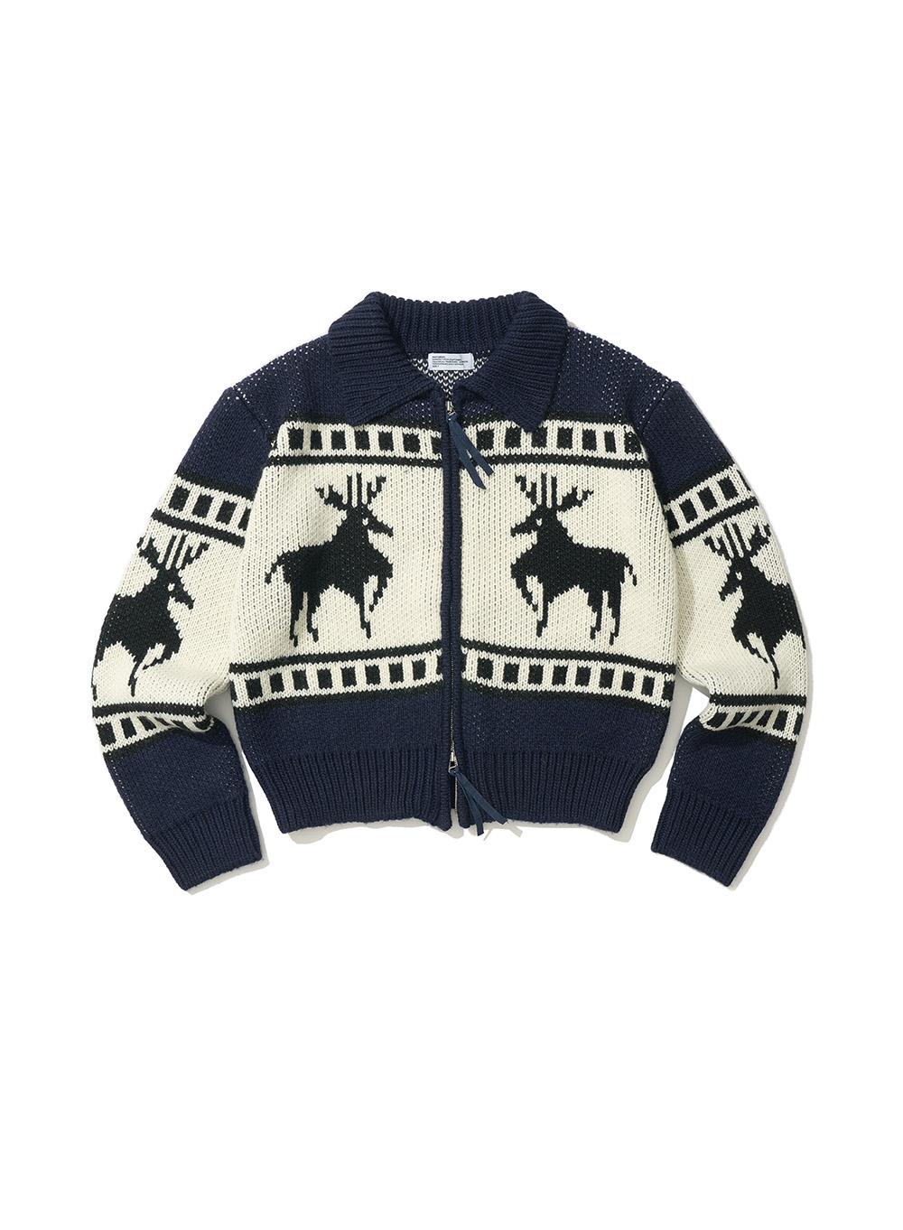 [WOMEN] COWICHAN KNIT ZIP-UP CARDIGAN_NAVY