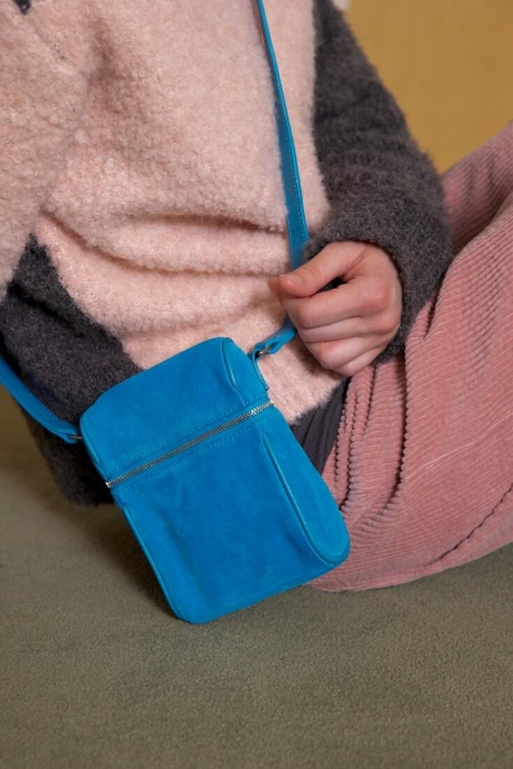 suede neu mini bag - blue