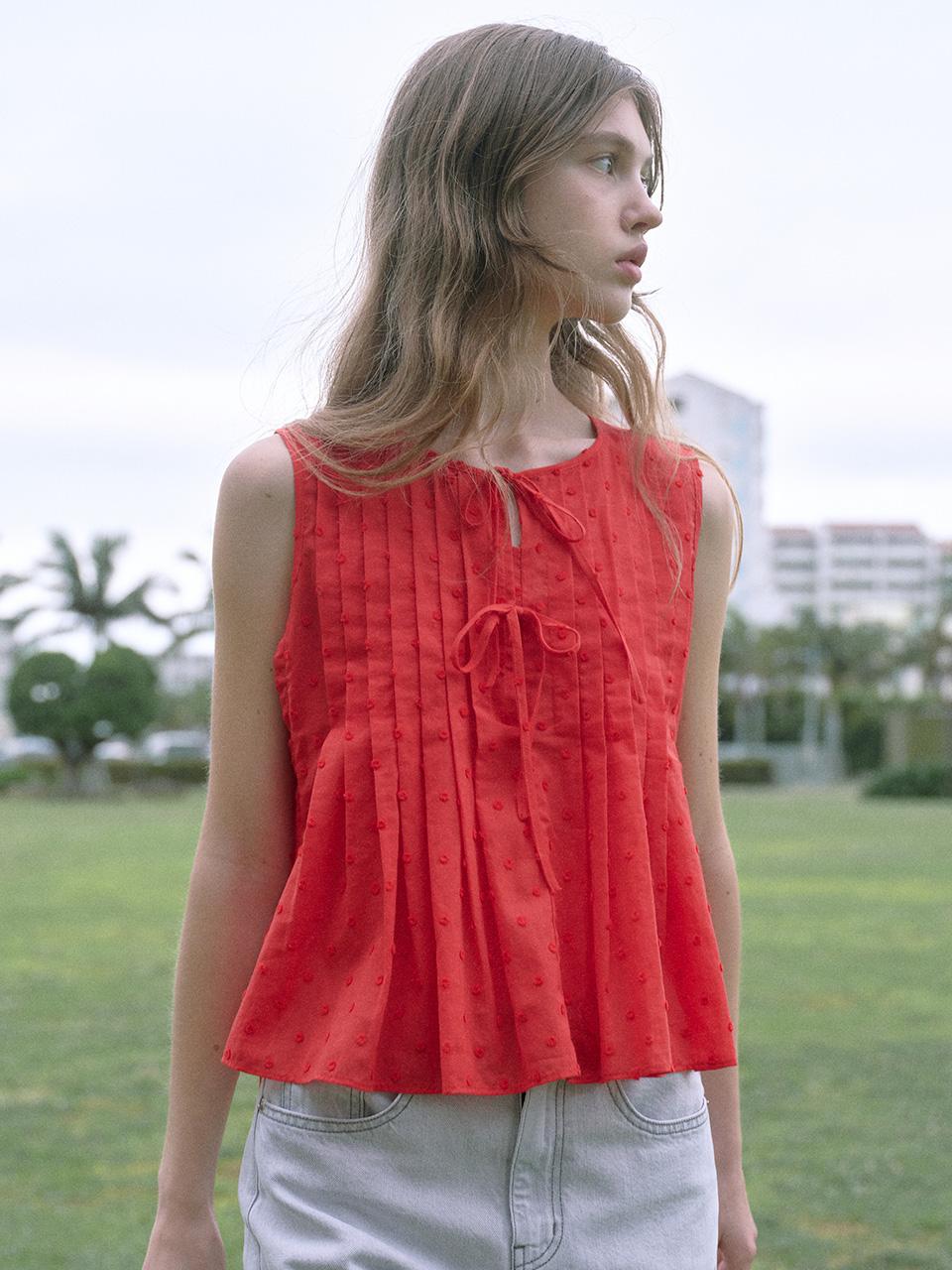 Dot Pin-Tuck Sleeveless Blouse VC2573BL504V