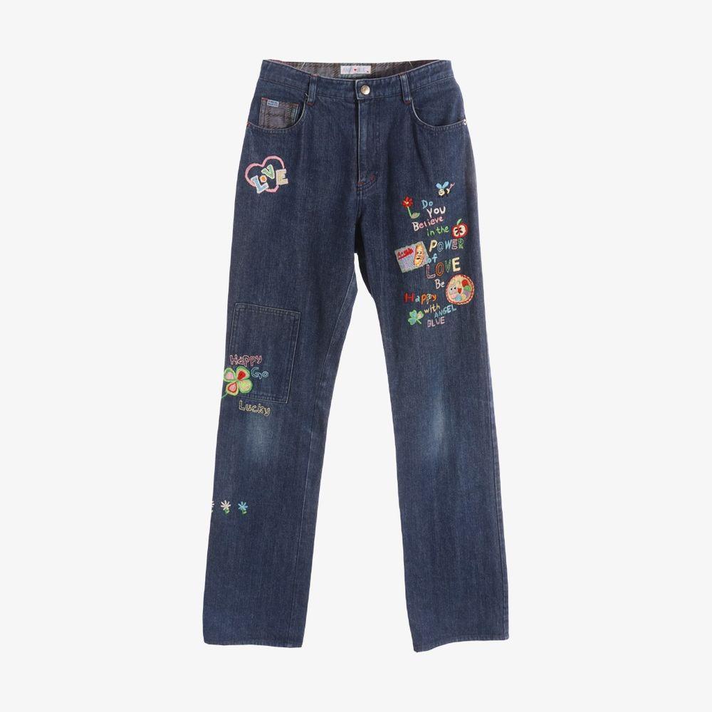 ANGEL BLUE 데님 프린팅 데님 팬츠 25인치