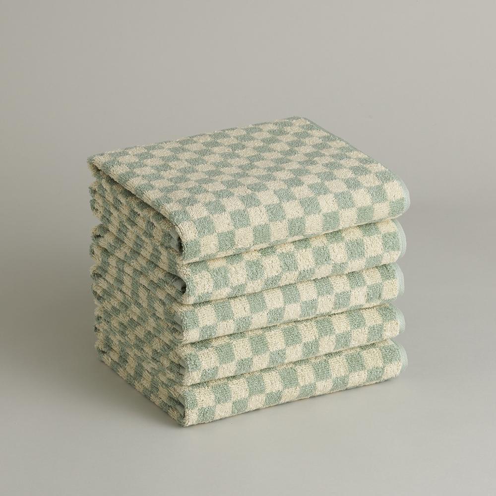 [29CM 단독] 페이스 타월 - 5P - 프로스티 그린 체커보드