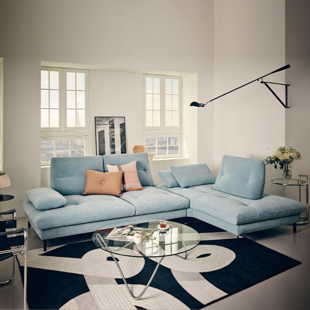 시에나 4인 오픈코너형 스윙기능 카시미라 패브릭 소파