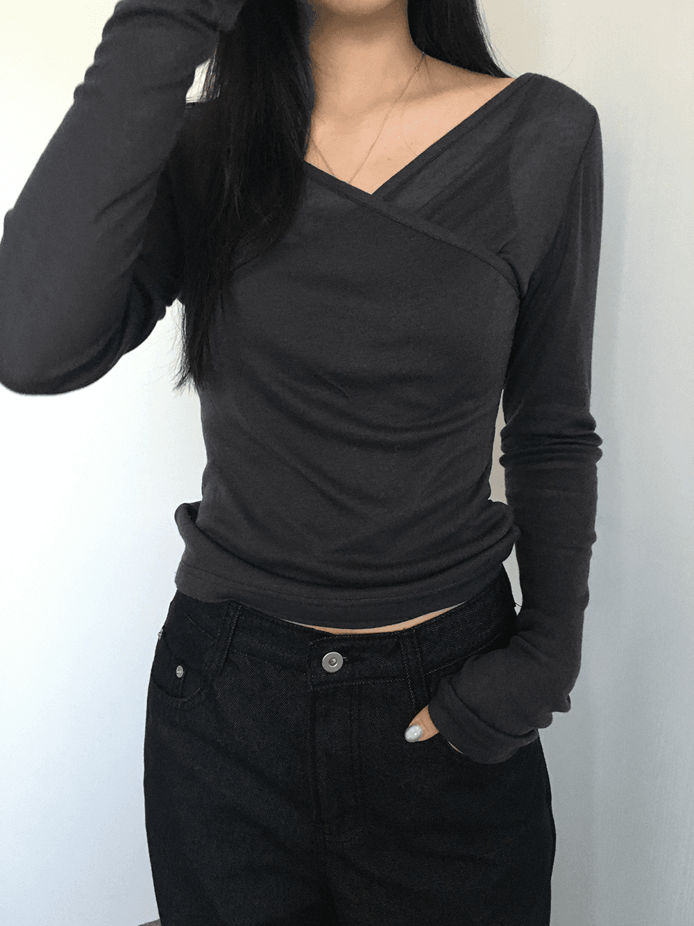 블러 언발란스 티셔츠 (4color)