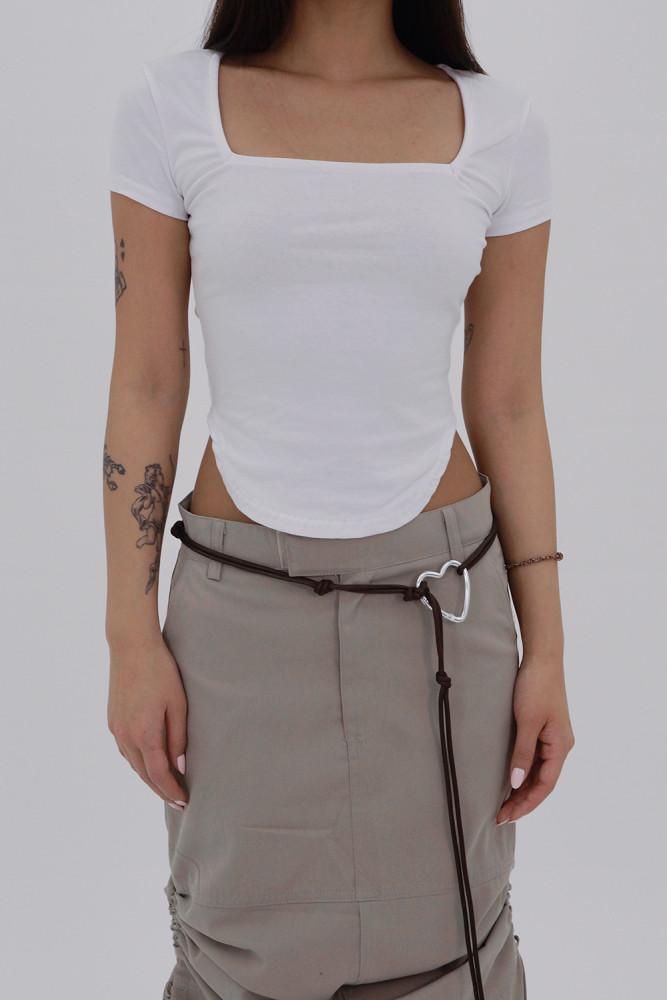 [2컬러] 스퀘어넥 캡 베이직 티셔츠