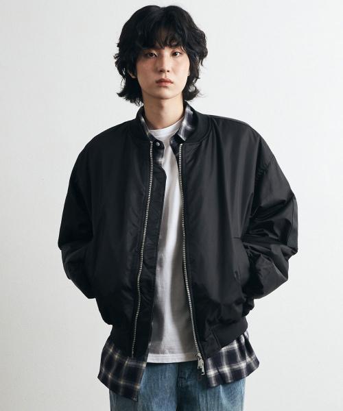 패디드 MA-1 오버핏 자켓-블랙