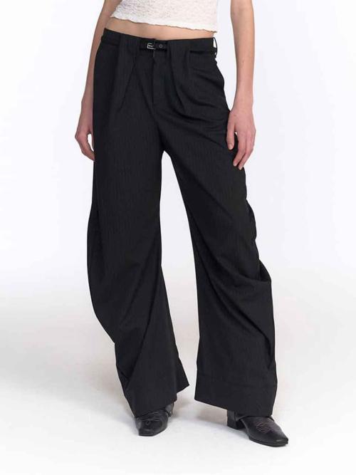 NU DRAPED SLACKS (BLACK STRIPE)