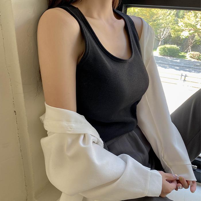 코코블랑 [✨플래시세일][🏆기모나시1위🏆7천장돌파] [🔥밍크기모] 히팅 밍크기모 U넥 나시 /융기모나시/융털나시/밍크나시/겨울이너나시/겨울나시/밍크기모나시