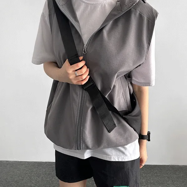 에슬릿 후드 조끼 바람막이 자켓