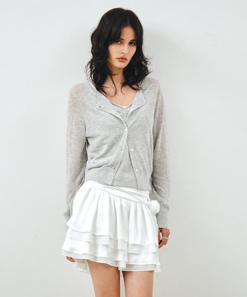 [SET] 린넨 시스루 가디건 & 슬리브리스 그레이 MDCD050GRAY