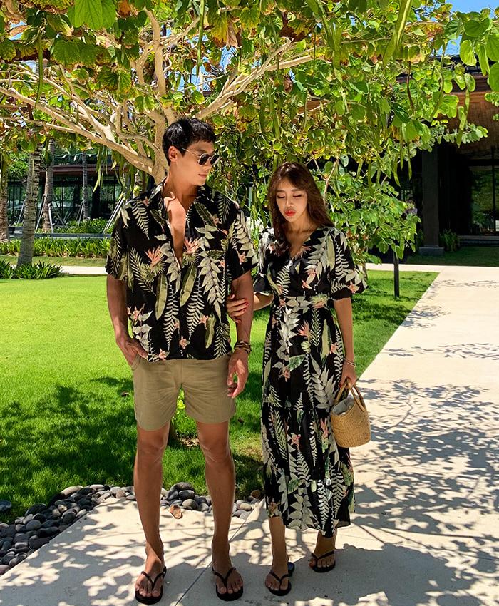 블랙 트로피컬 커플 시밀러룩