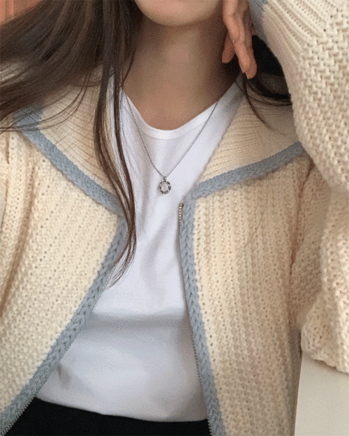 ( bmade / 5colors-! ) 헤이디 배색카라니트집업가디건nt