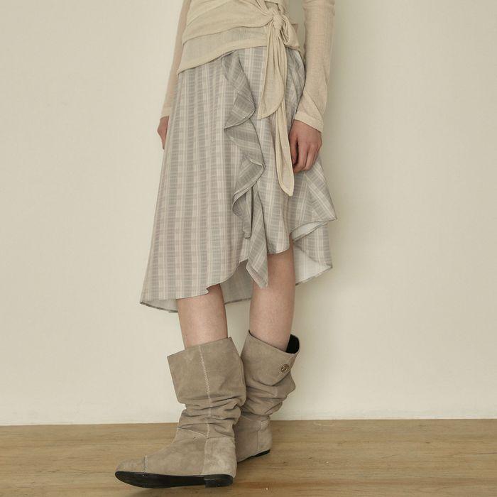 Frill check skirt [ Lavender ]