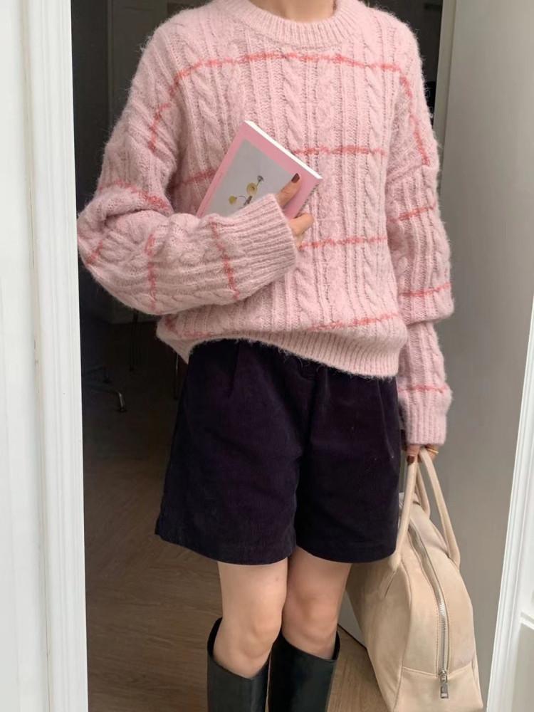 [쿠폰,핑당일] LSM 프롬 케이블 라운드 니트 4color