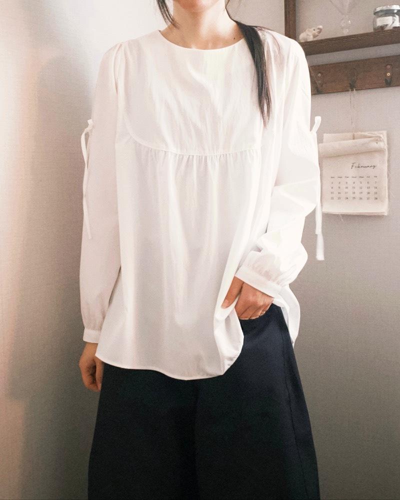 pure ribbon blouse (white)