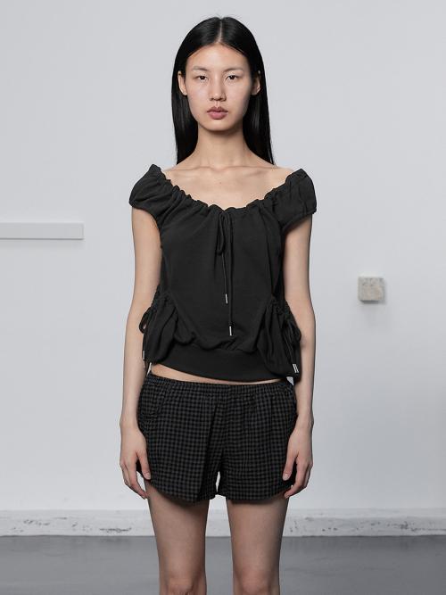 STRING POCKET SWEAT SLEEVELESS / CHARCOAL