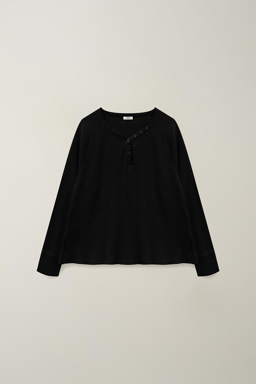 [4차: 9월 17일 예약배송] BUTTON BOXY WAFFLE T-SHIRT_TT5S214BK