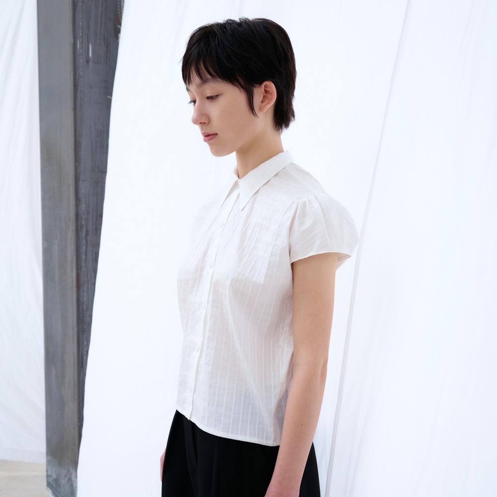 CAP SLEEVE STRIPE SHIRT (WHITE)